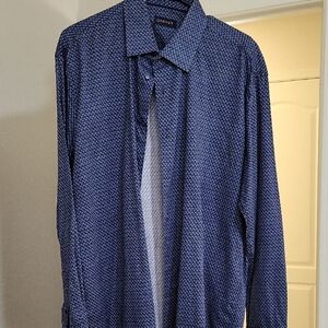 Blue Patterned Men's Dress Shirt